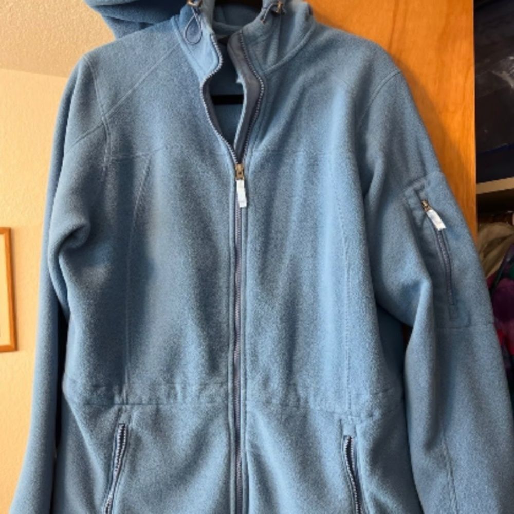 Lands End Women’s Blue Fleece Hooded Polartec Jacket Large